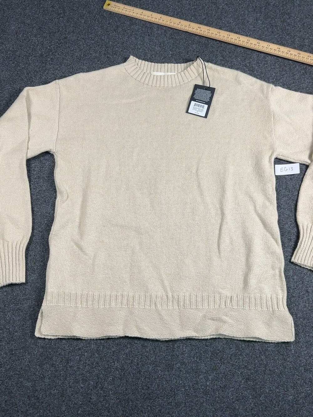 Buck Mason Men Seafarer Cotton Guernsey Sweater Cement Sz Medium MSRP$178 [EG13]